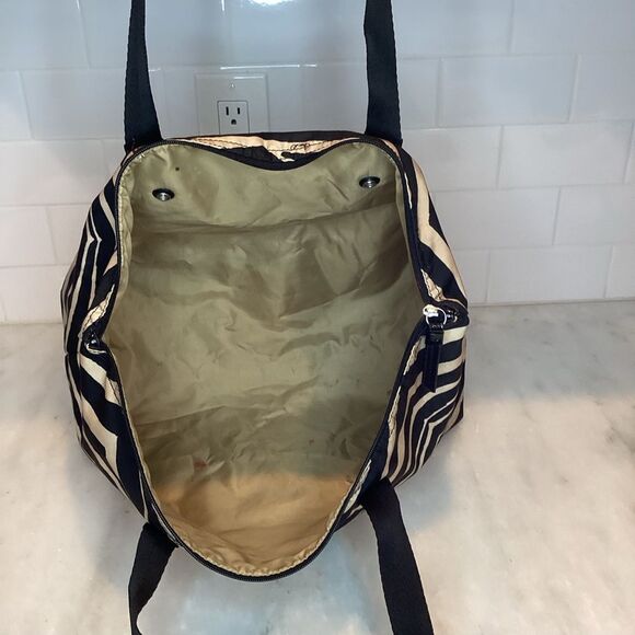 Coach Devin  Zebra Print Nylon Weekend Getaway Overnight Tote - Picture 11 of 14